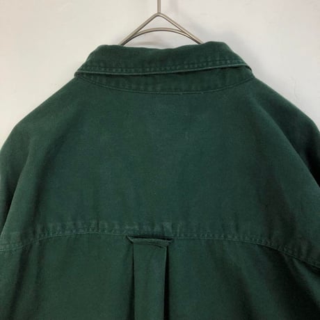 90s チャップス BD  コットン　シャツ　刺繍　ロゴ　緑