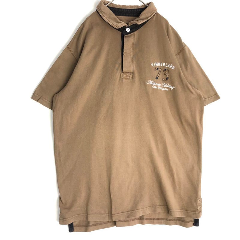 ティンバーランド ロゴ 刺繍 半袖 ポロシャツ 茶色 | PEACE TOWN