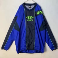 アンブロ　ビッグロゴ　切替　トレーニングウェア　スウェット　青　黒