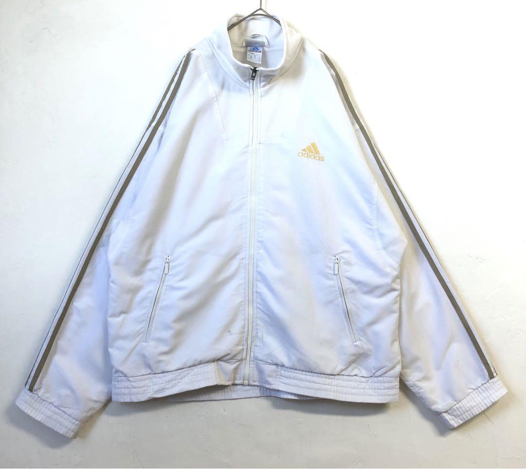90's アディダス ジャージ トラックジャケット 刺繍 ロゴ 白 | PEACE TOWN