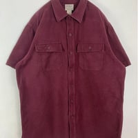 エルエルビーン　コットン　ネルシャツ　半袖　シャツ　ボルドー