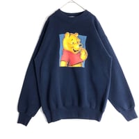 USA製　90's　プーさん　ディズニー　長袖　スウェット　トレーナー　紺