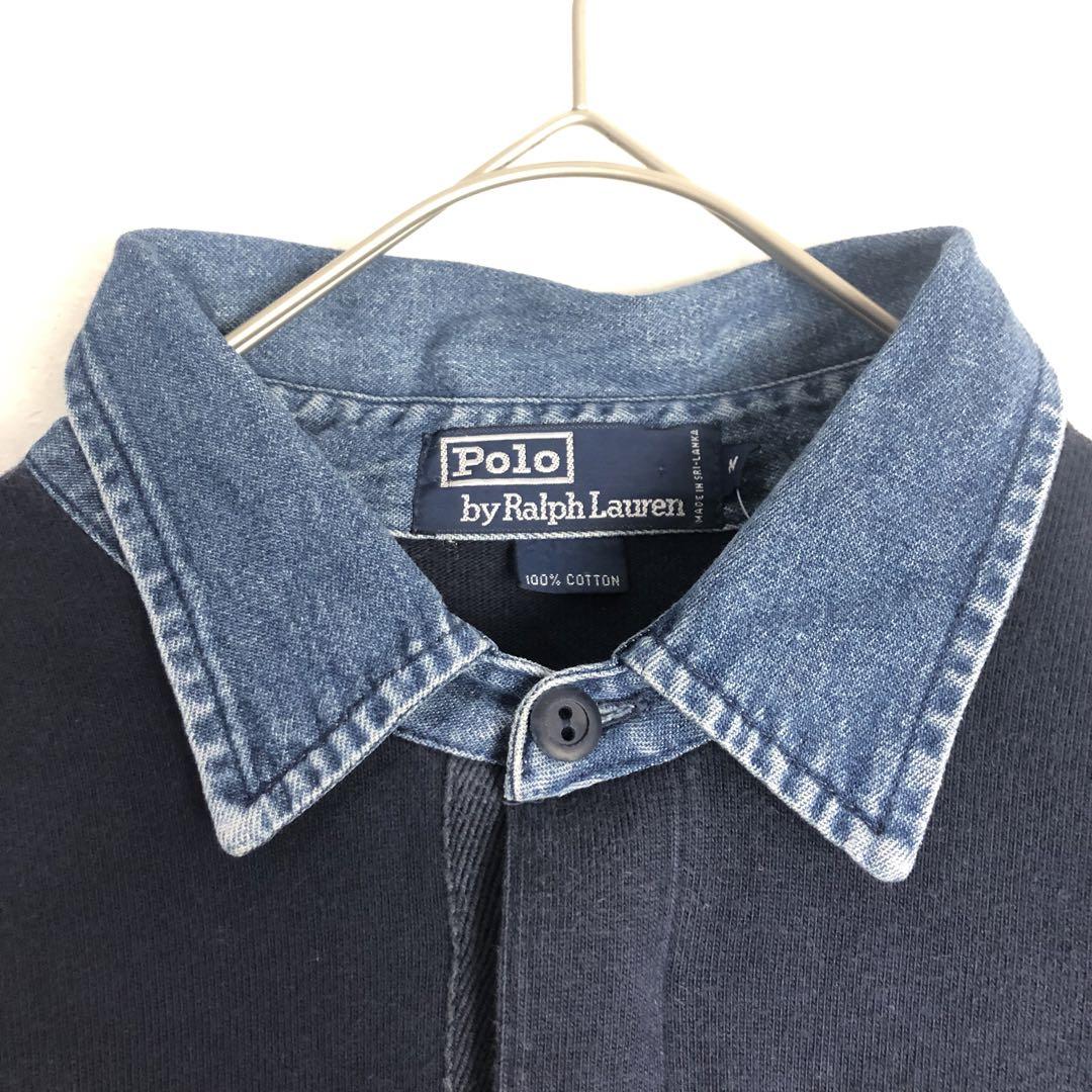 POLO ポロ ラルフローレン デニム襟 長袖 コットン ラガーシャツ