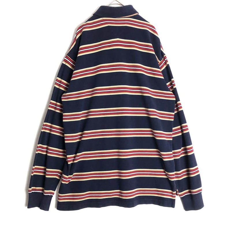 TOMMY HILFIGER トミーヒルフィガー 長袖 ポロシャツ ボーダー 紺