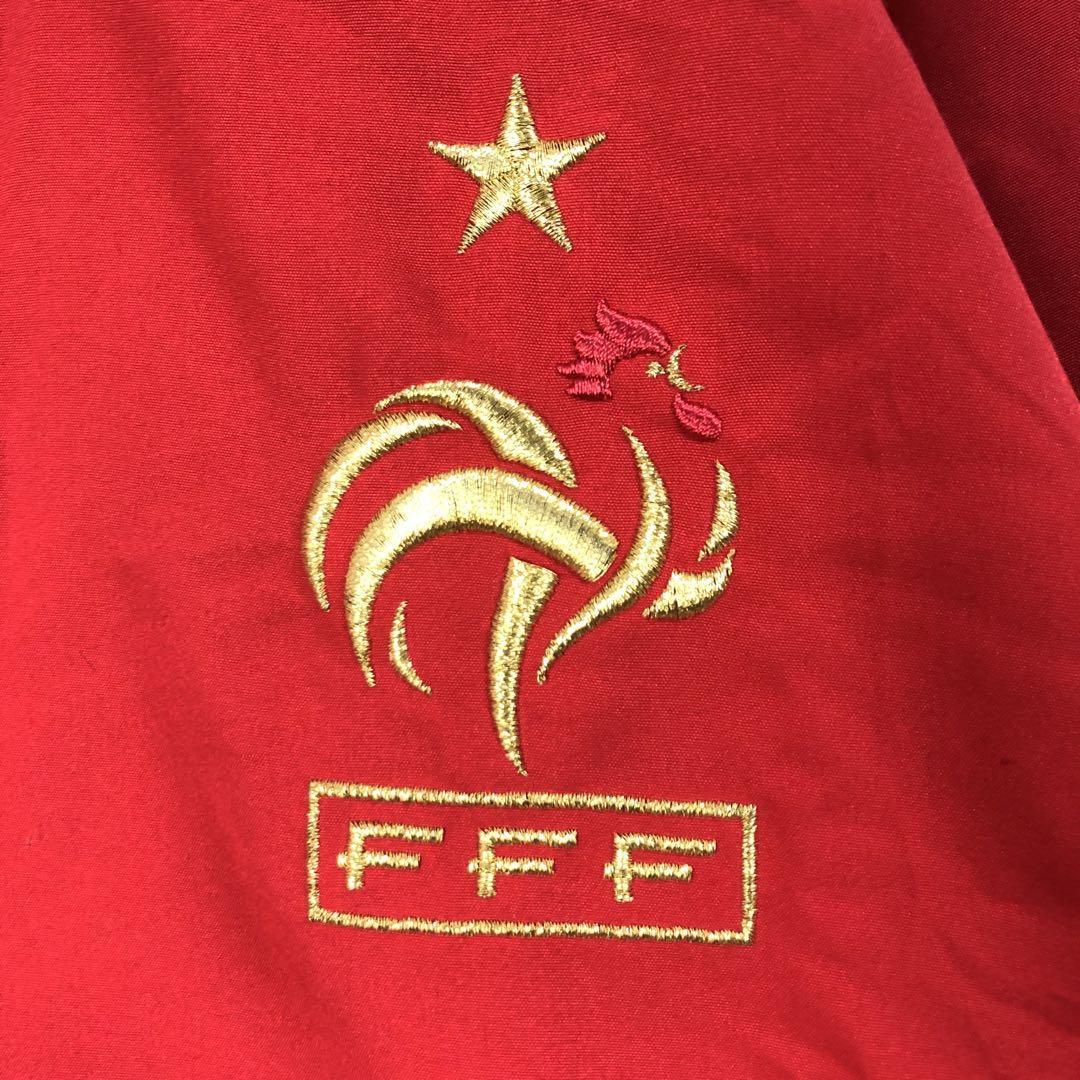 2854 アディダス　サッカー　フランス代表　ジャージ　刺繍　ロゴ　赤 アディダス サッカー フランス代表 ジャージ 刺繍 ロゴ 赤