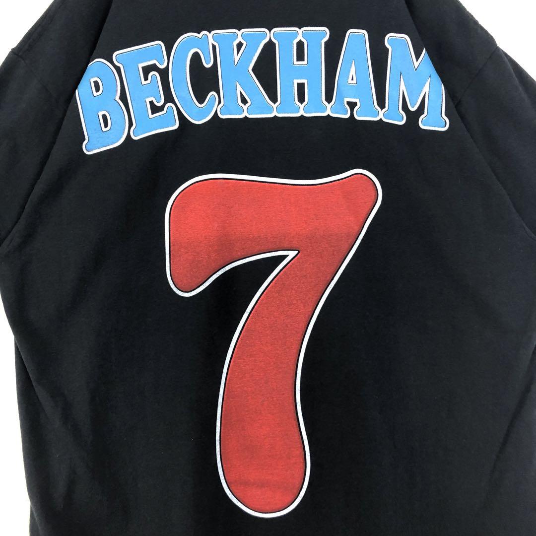3700　ベッカム　サッカー　ビッグプリント　シングルステッチ　Tシャツ　黒 BOOTLEG DAVID BECKHAM ベッカム サッカー ビッグプリント