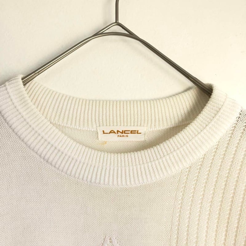 ランセル フランス製 刺繍 ロゴ ニット 半袖 サマーニット 白 | PEACE TOWN
