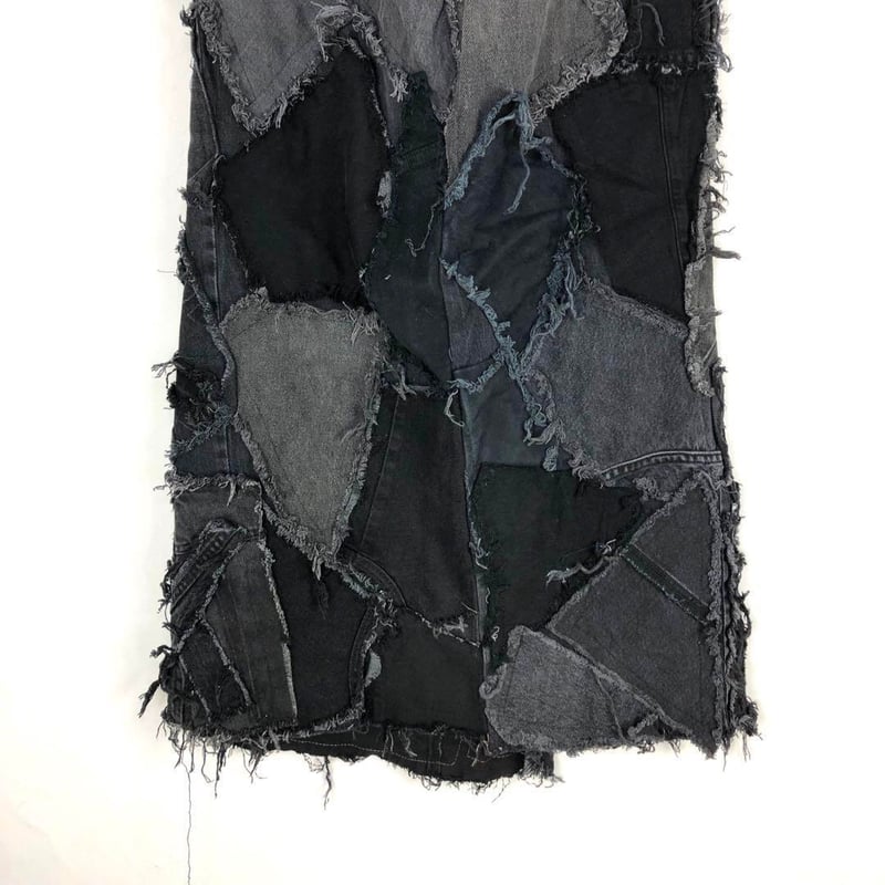 リメイク ブラックデニム スカート リーバイス 革タグ 再構築 パッチ