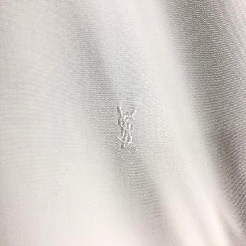YSL イヴサンローラン 長袖 無地 コットン シャツ ロゴ 刺繍 白