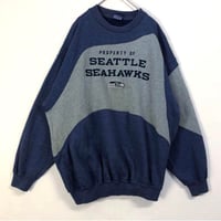 ナイキ　リメイク　NFL シーホークス　刺繍　切替　スウェット　トレーナー　紺