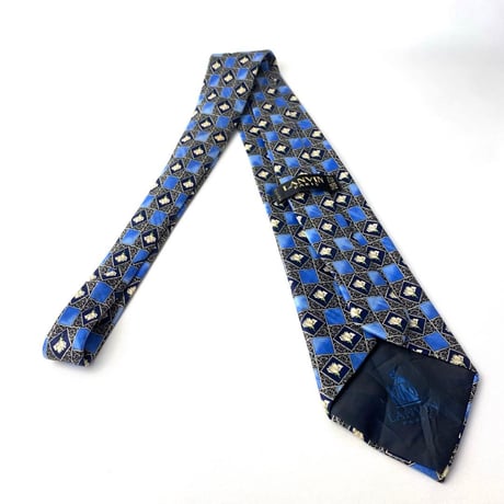 LANVIN ランバン　フランス製　ネクタイ　花　総柄　青