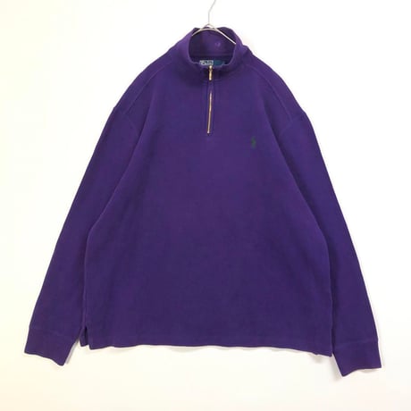 ポロ　ラルフローレン　コットン　ニット　スウェット　ハーフジップ　紫