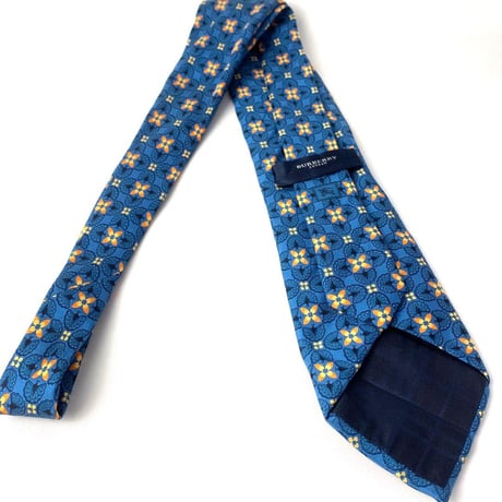 Burberryバーバリー　花　総柄　シルク　ネクタイ　青