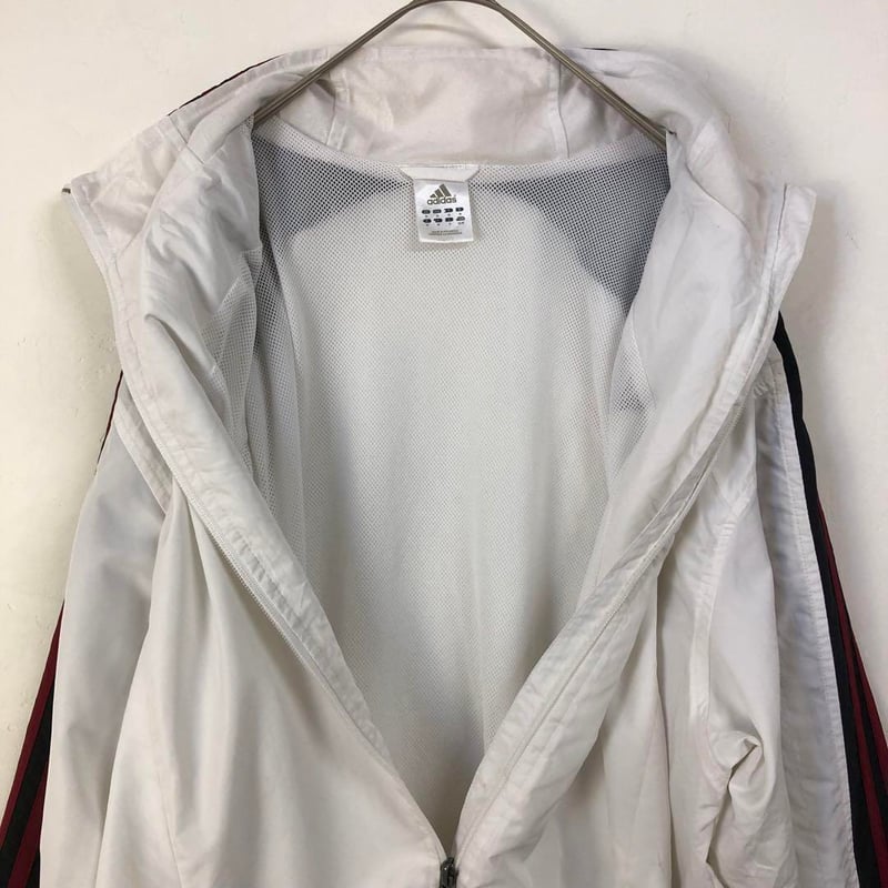 アディダス 刺繍 ロゴ 袖ライン トラック ジャケット ジャージ 白