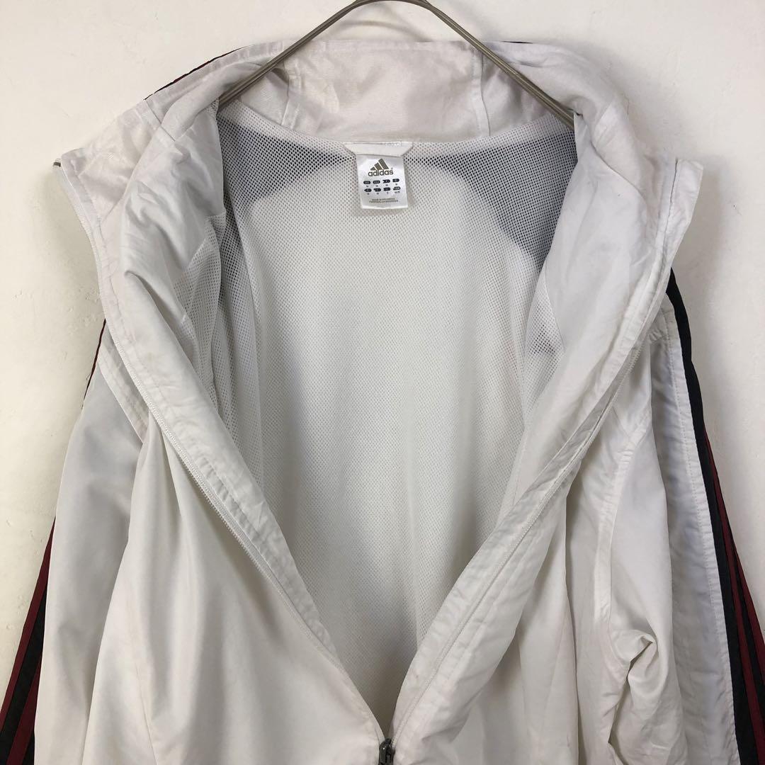 アディダス 刺繍 ロゴ 袖ライン トラック ジャケット ジャージ 白