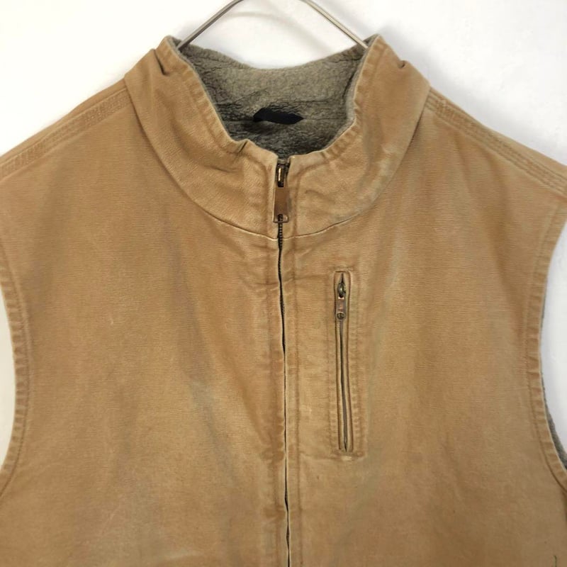 カーハート ダック地 ジャケット ベスト 革タグ ロゴ ブラウン | PEACE