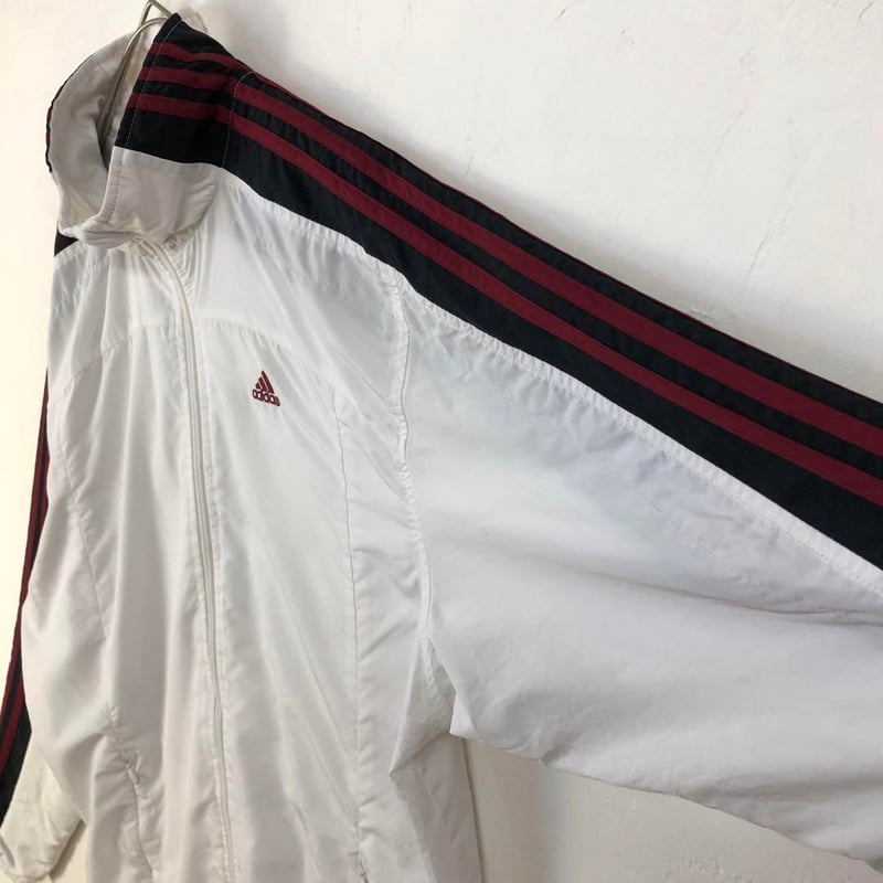 アディダス 刺繍 ロゴ 袖ライン トラック ジャケット ジャージ 白