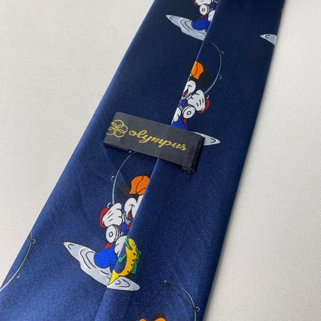 Disney ミッキー　ディズニー　釣り　総柄　ネクタイ　ネイビー