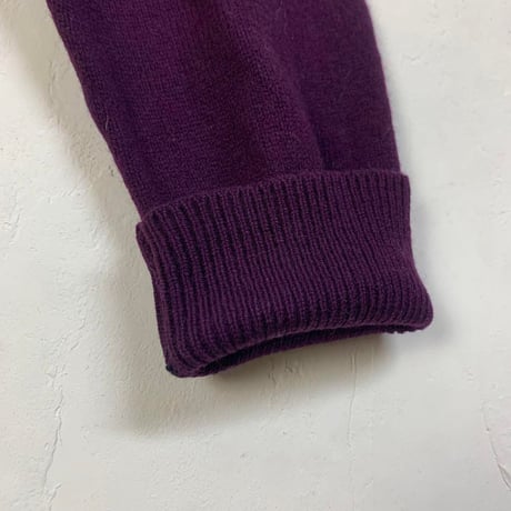 ポロ　ラルフローレン　ウール　ニット　セーター　刺繍　ロゴ　紫