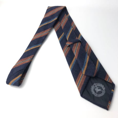 90's　Burberry　バーバリー　ストライプ　ウール　ネクタイ　紺
