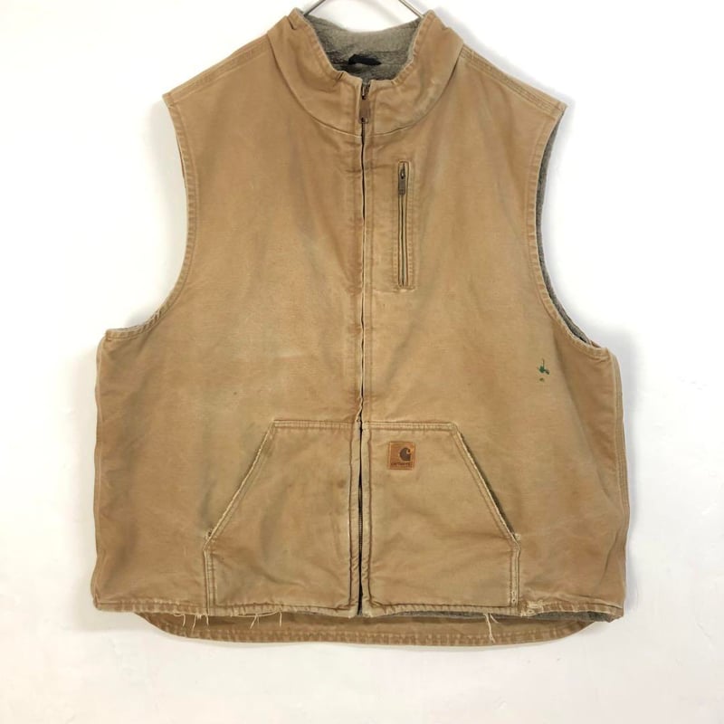 カーハート ダック地 ジャケット ベスト 革タグ ロゴ ブラウン | PEACE