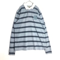 Burberry  バーバリー　長袖　ラガーシャツ　ビッグロゴ　ボーダー　グレー　紺　水色