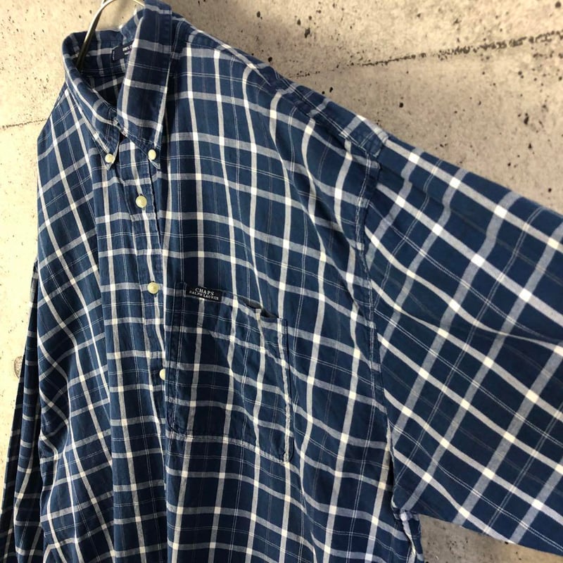 90s チャップス ラルフローレン 刺繍ロゴ チェック 長袖 BDシャツ  