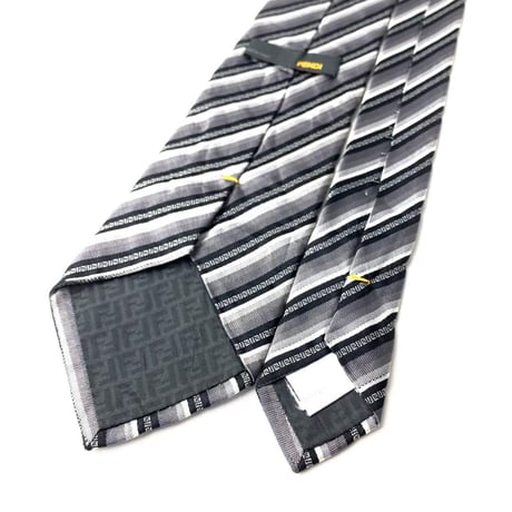 FENDI フェンディ　ストライプ　シルク　ネクタイ　黒