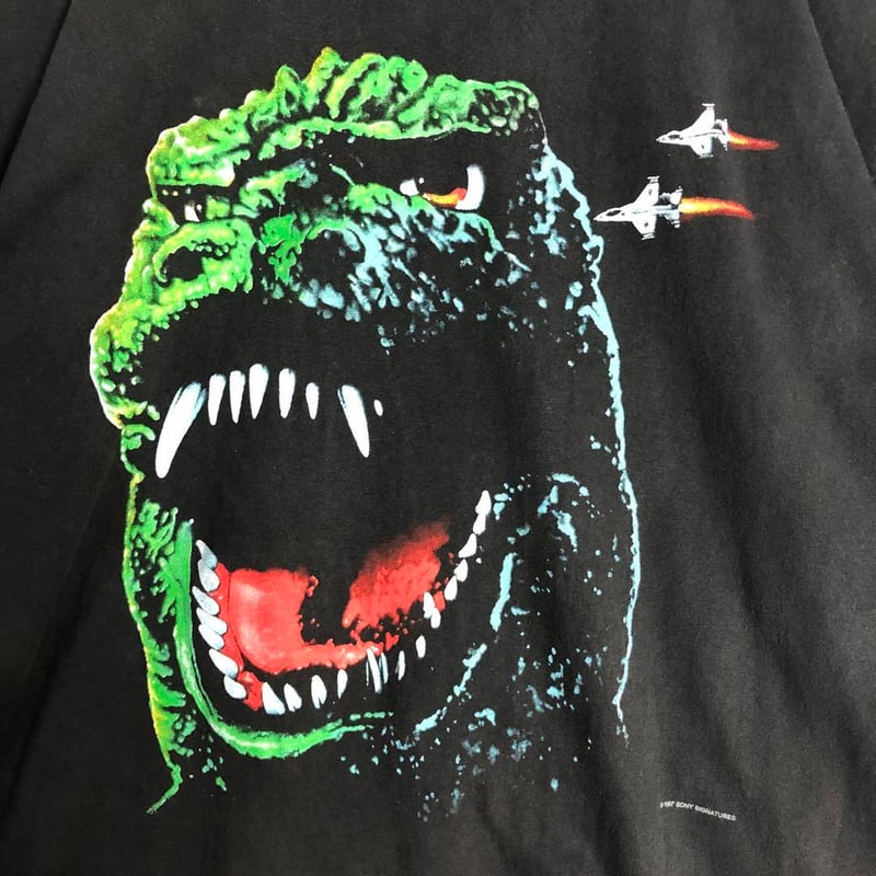 90s ゴジラ Tシャツ XL 1997 バックプリント シングルステッチ BOOTLEG GOZIRA ゴジラ シングルステッチ ビッグプリント Tシャツ 黒