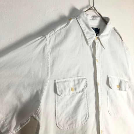 90's POLO Ralph Lauren　ポロ　ラルフローレン　OCEAN SHIRT　半袖　シャツ　ホワイト