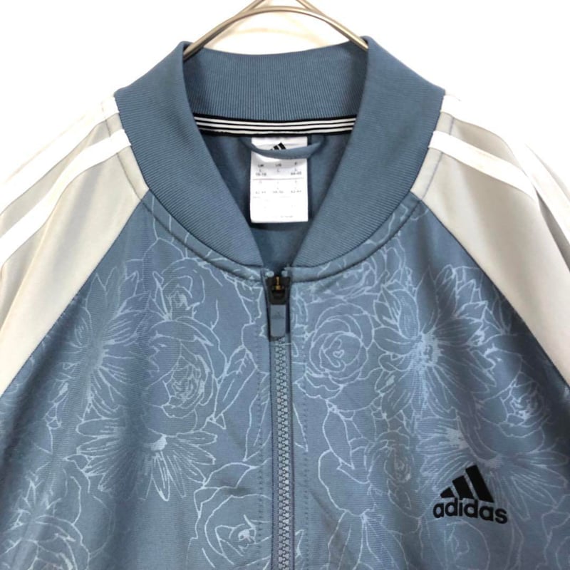 アディダス ジャージ トラックジャケット ロゴ ゆるだぼ 青 グレー