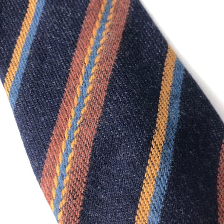 90's　Burberry　バーバリー　ストライプ　ウール　ネクタイ　紺
