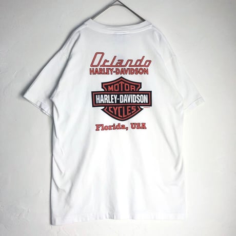 USA製　ハーレーダビッドソン　Tシャツ　ビッグプリント　白
