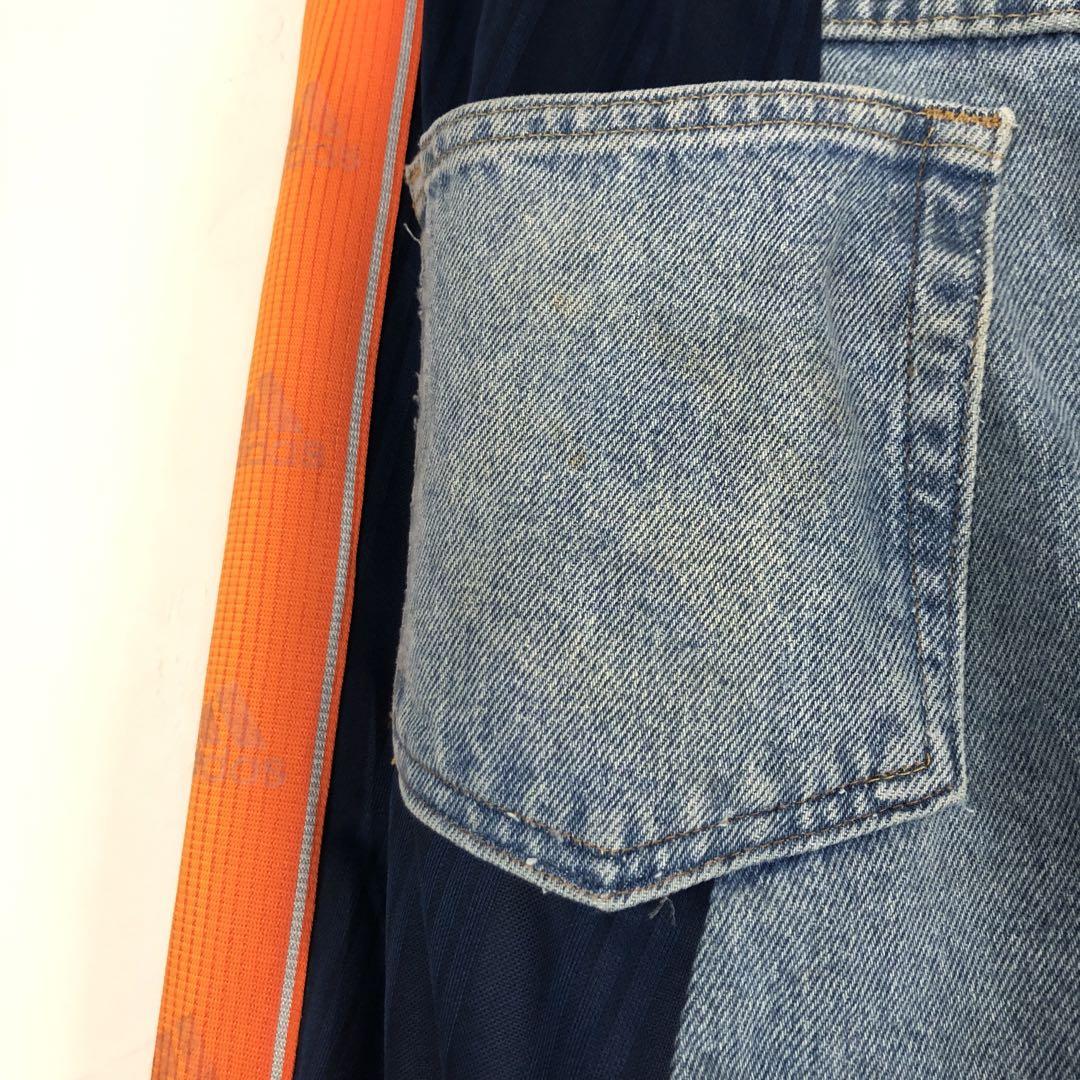 リメイクデニム ジャージパンツ 4ジップ Nike パープル 再構築 リメイクデニム ジャージパンツ 4ジップ Nike パープル 再構築