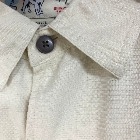 ビッグドッグ　シルク　刺繍　ロゴ　半袖　シャツ　クリーム