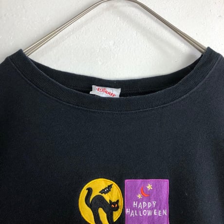 ディズニー　ミッキー　ハロウィン　刺繍　ロゴ　スウェット　黒