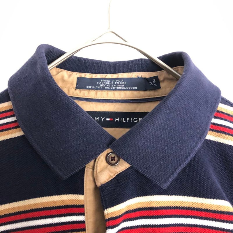 3659　トミーヒルフィガー　長袖　ポロシャツ　ボーダー　ゆるだぼ　紺 TOMMY HILFIGER トミーヒルフィガー 長袖 ポロシャツ ボーダー