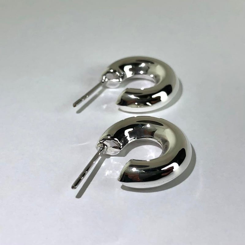SILVER シルバー 925 太幅 フープピアス 刻印 両耳 布袋付き | PEACE TOWN
