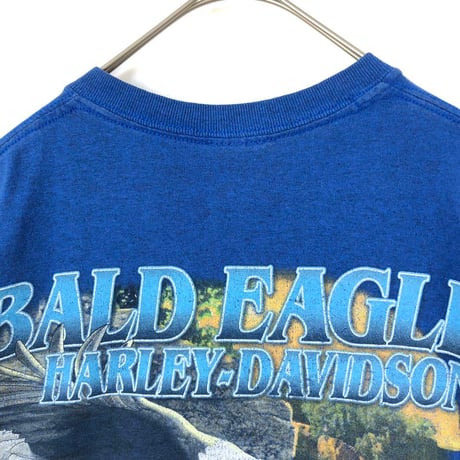 ハーレーダビッドソン　両面　ビッグロゴ　半袖　Tシャツ　青