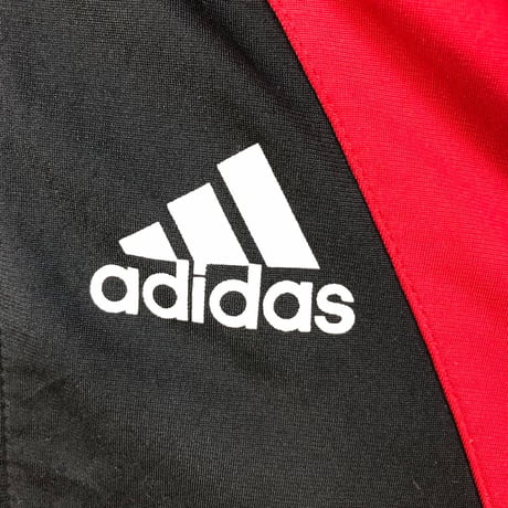 90's adidas アディダス　ロゴ　袖ライン　切替　トラック　ジャケット　ジャージ　黒　赤