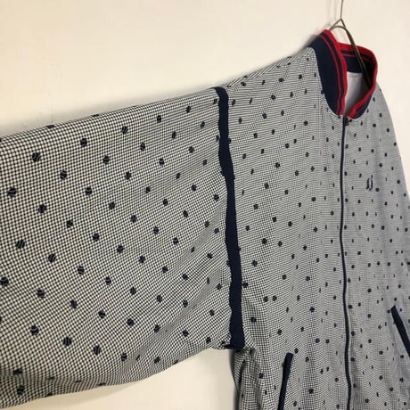 フレッドペリー　トラック　ジャケット　野球　総柄　刺繍　ロゴ　紺