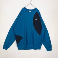 アディダス　リメイク　再構築　刺繍　ロゴ　スウェット　トレーナー　青　水色