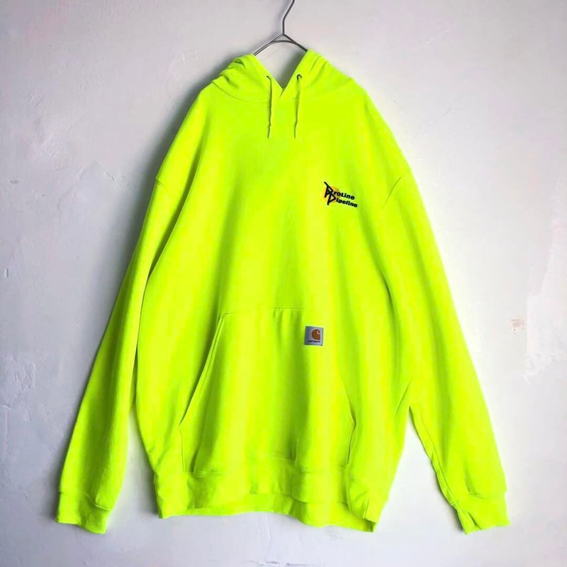 Carhartt カーハート ロゴ パーカー フーディ 裏起毛 蛍光 黄色