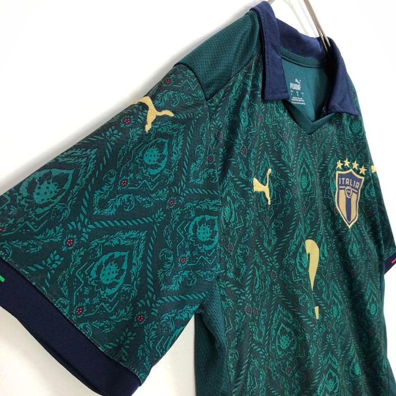 イタリア ゲームシャツ ユニフォーム サッカー 刺繍 ロゴ 緑 L | PEACE
