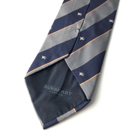 Burberry　バーバリー　ストライプ　ロゴ　シルク　ネクタイ
