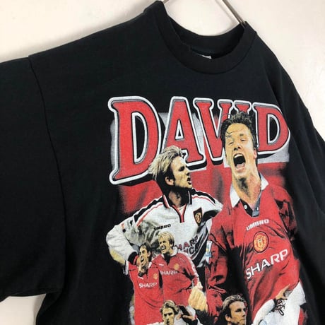 BOOTLEG　DAVID BECKHAM　ベッカム　サッカー　ビッグプリント　シングルステッチ　Tシャツ　黒