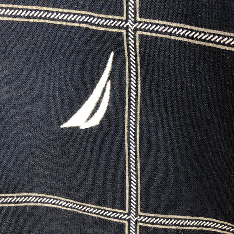 1397 ノーティカ　刺繍　ロゴ　スウェット　トレーナー　チェック　ゆるだぼ　紺 ノーティカ 刺繍 ロゴ スウェット トレーナー チェック ゆるだぼ