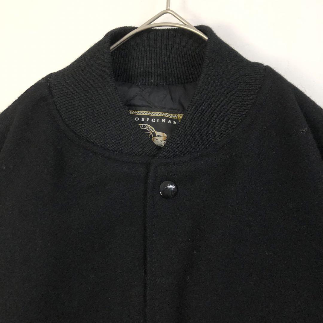 カレッジ USA製 レザー ウール スタジャン オハイオ 刺繍ロゴ 黒 カレッジ USA製 レザー ウール スタジャン オハイオ 刺繍ロゴ 黒