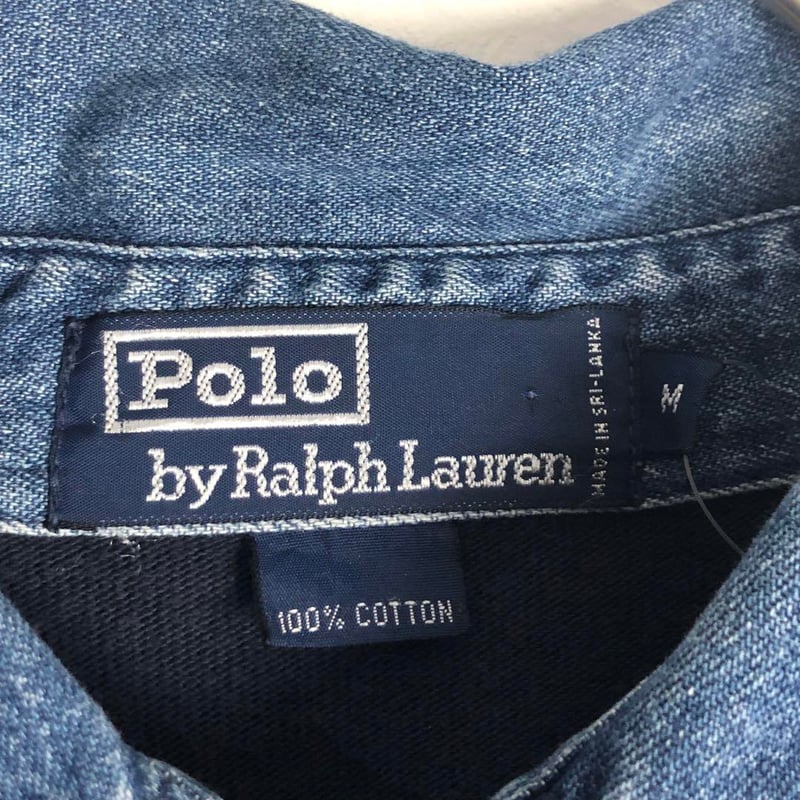 3214 ラルフローレン　デニム襟　長袖　ポロシャツ　コットン　ラガーシャツ POLO ポロ ラルフローレン デニム襟 長袖 コットン ラガーシャツ