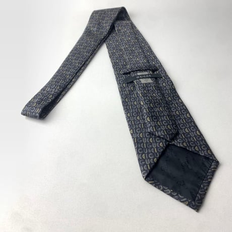 GUCCI グッチ　イタリア製　シルク　ネクタイ　総柄　ネイビー
